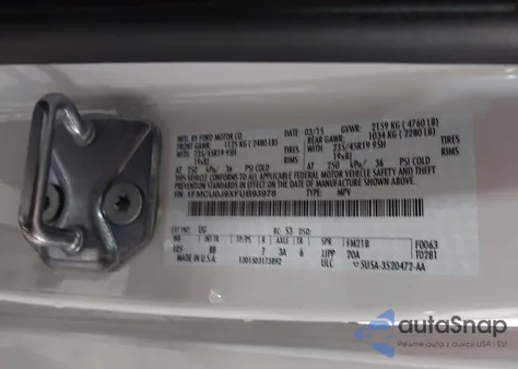 2015 Ford Escape Titanium from USA, damaged, VIN 1FMCU0J9XFUB93978